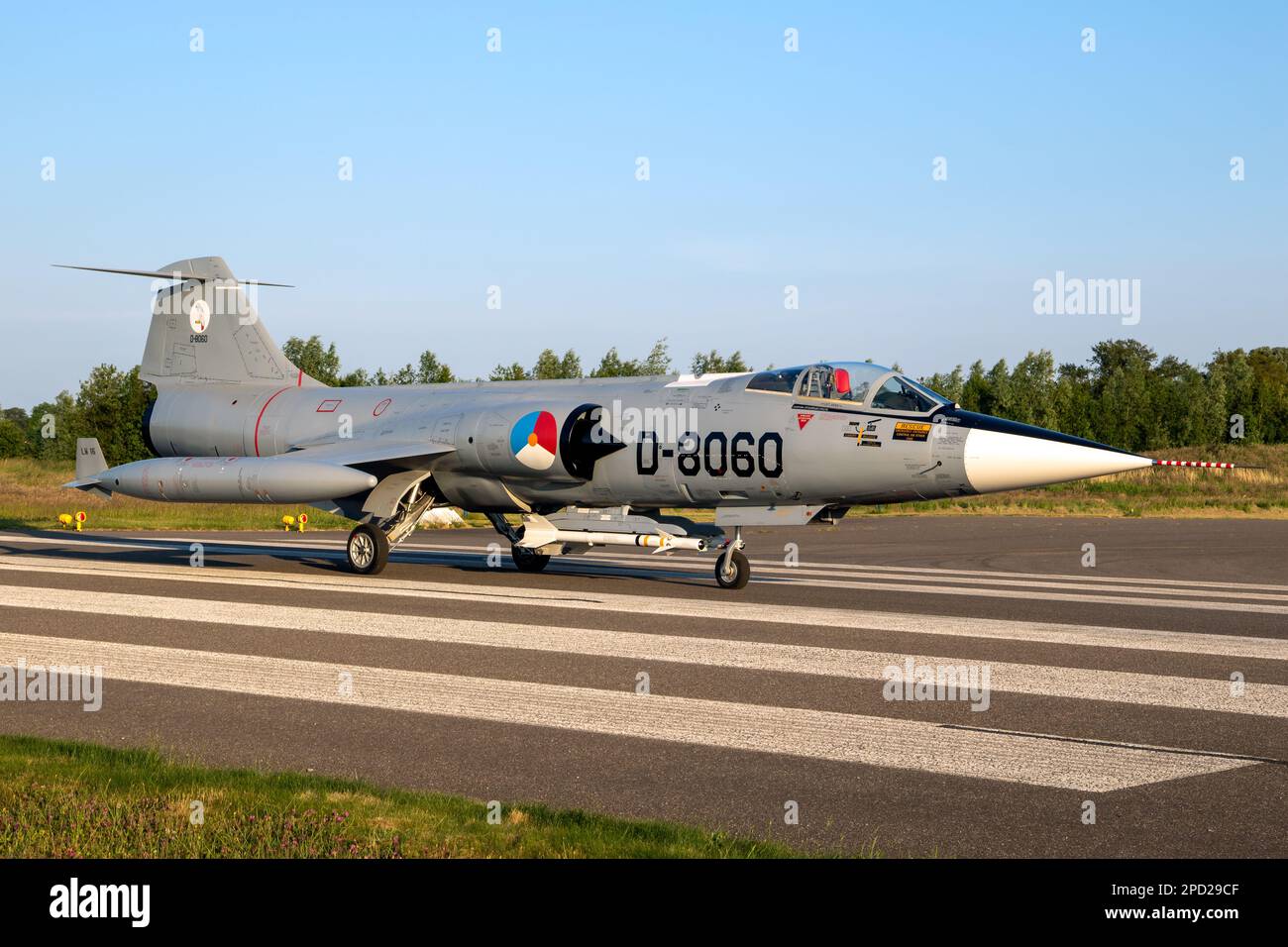Former Royal Netherlands Air Force Lockheed F-104G Starfighter fighter jet on the runway of Teuge Airport. Teuge, The Netherlands - June 4, 2022 Stock Photo