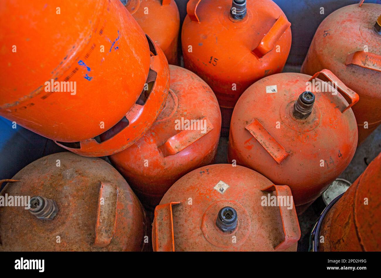 Butane bottles storage to recycle, recycling center Stock Photo Alamy