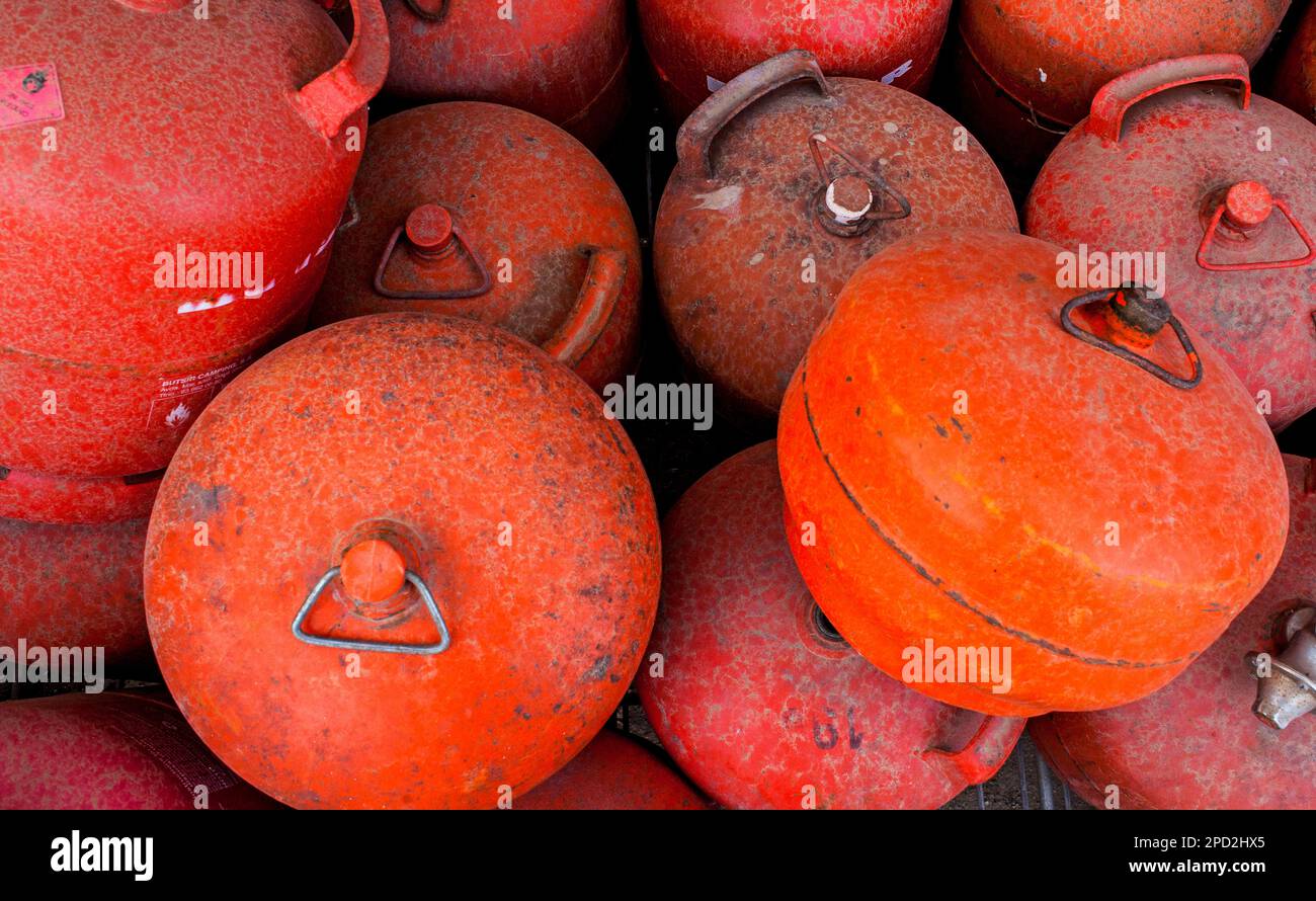Butane bottles storage to recycle, recycling center Stock Photo Alamy