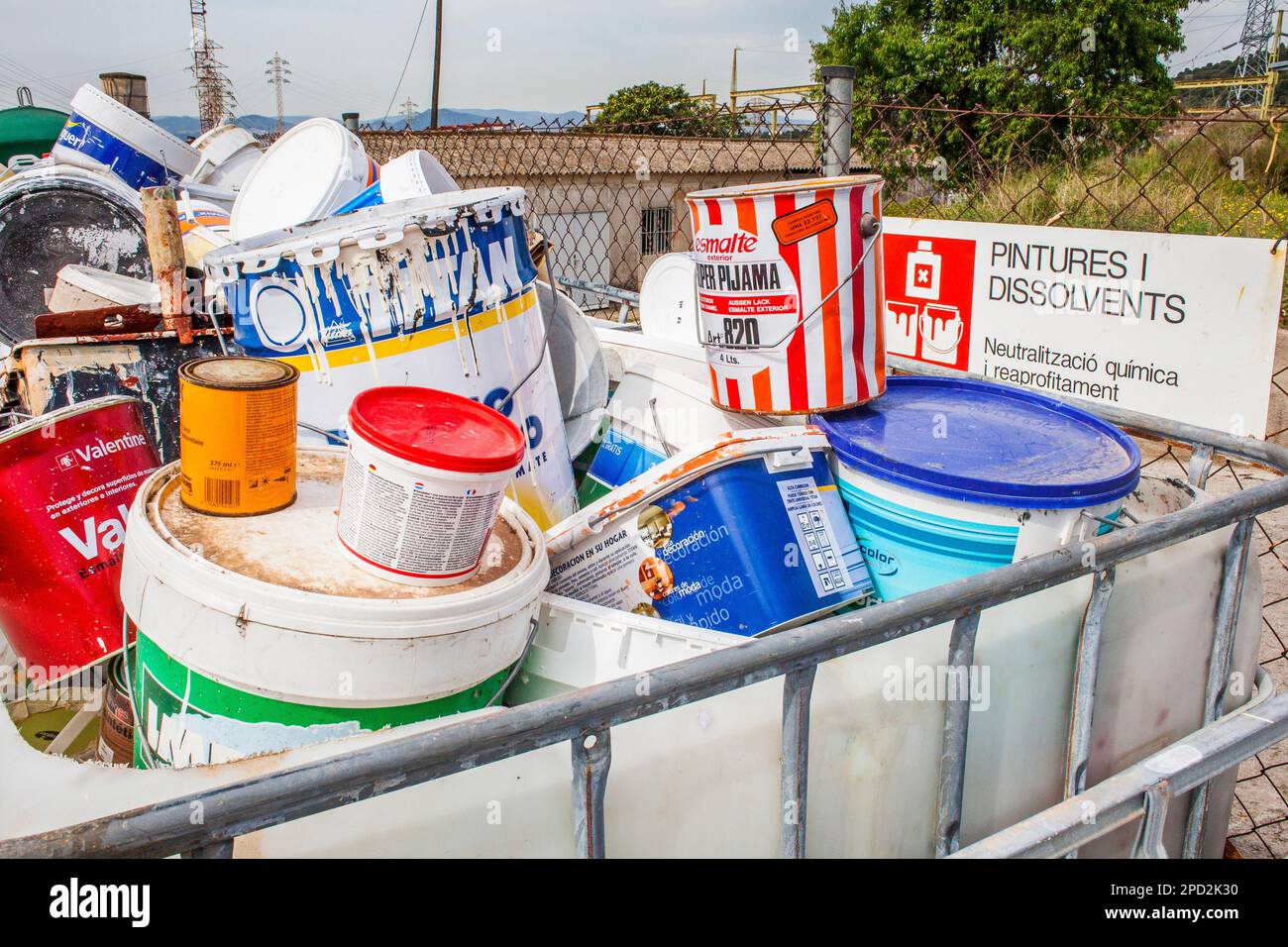Used paint cans storage to recycle,recycling center Stock Photo Alamy