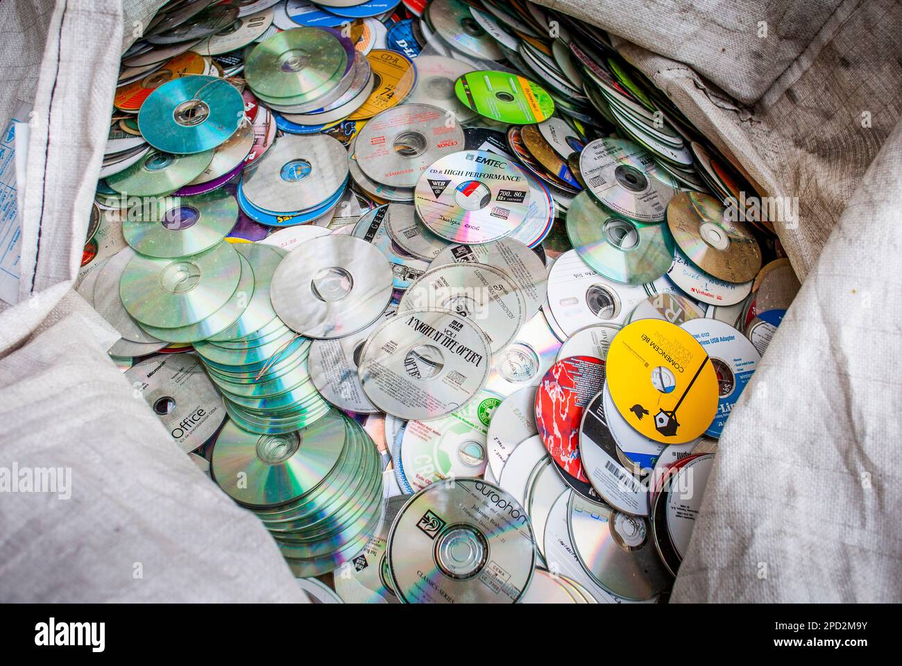 CD's storage to recycle, recycling center Stock Photo Alamy