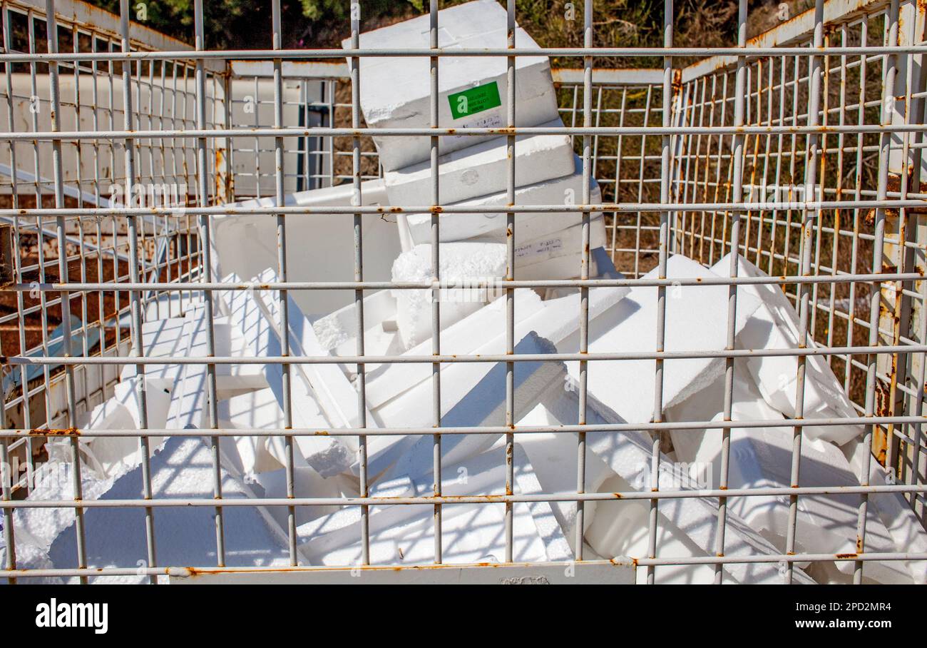 polystyrene material storage to recycle, recycling center Stock Photo