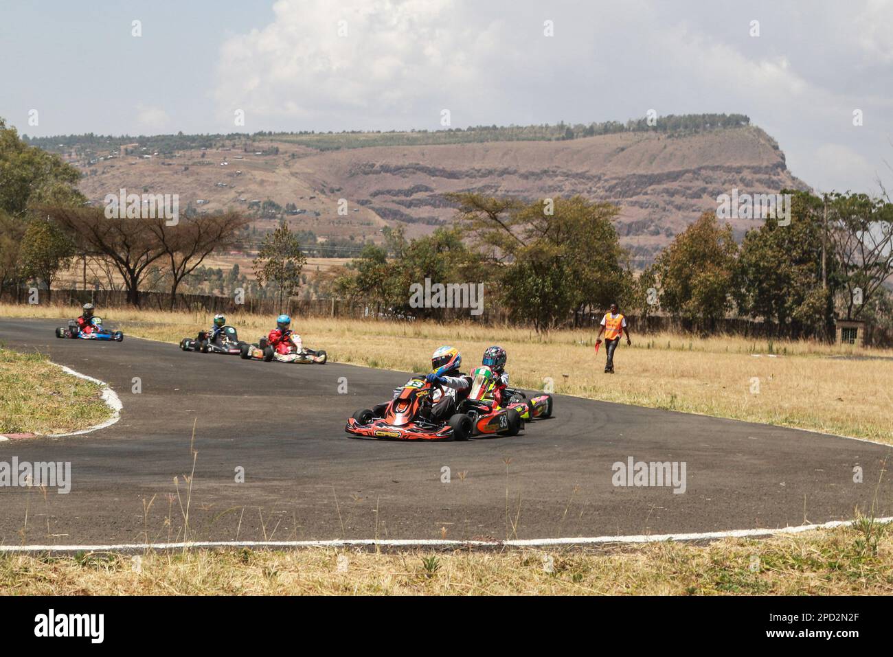 Nakuru, Kenya. 12th Mar, 2023. Go Kart competitors race during the
