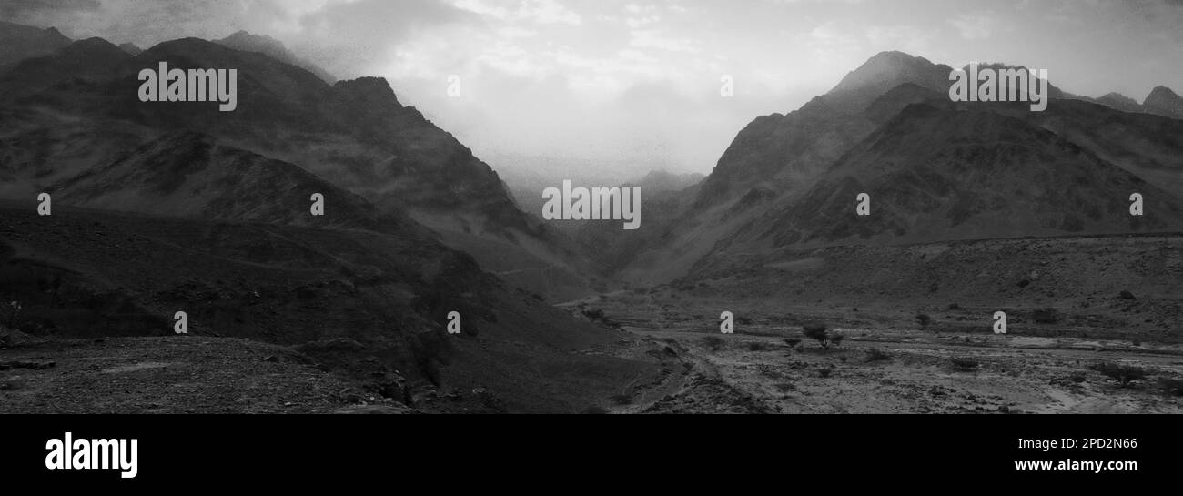 Dawn Colours in Wadi Barwas, Wadi Araba Desert, southcentral Jordan, Middle East Stock Photo