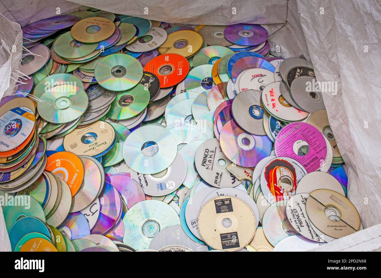 CD's storage to recycle, recycling center Stock Photo Alamy