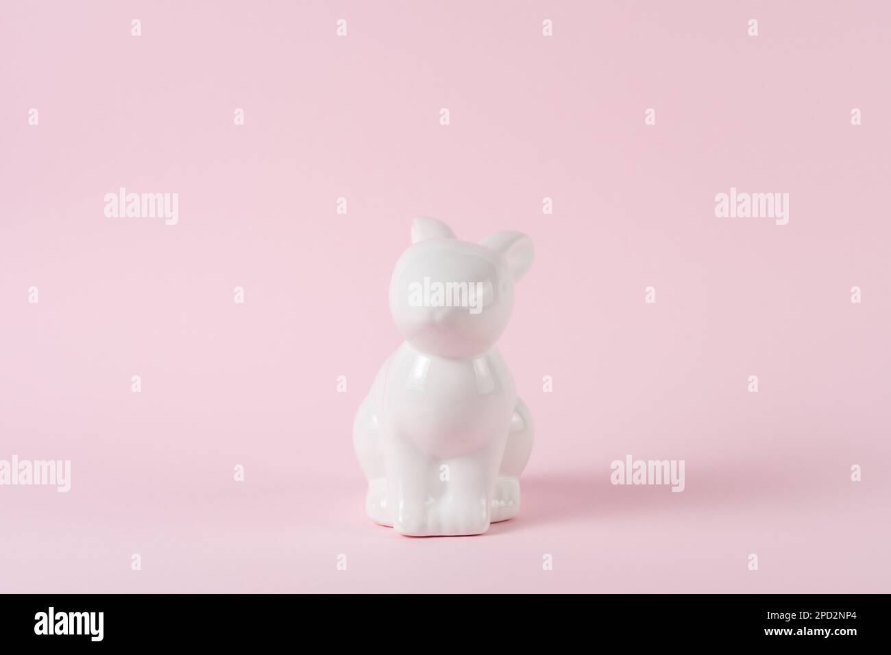 Front view of porcelain Easter bunny or rabbit. Minimal Easter concept. Stock Photo