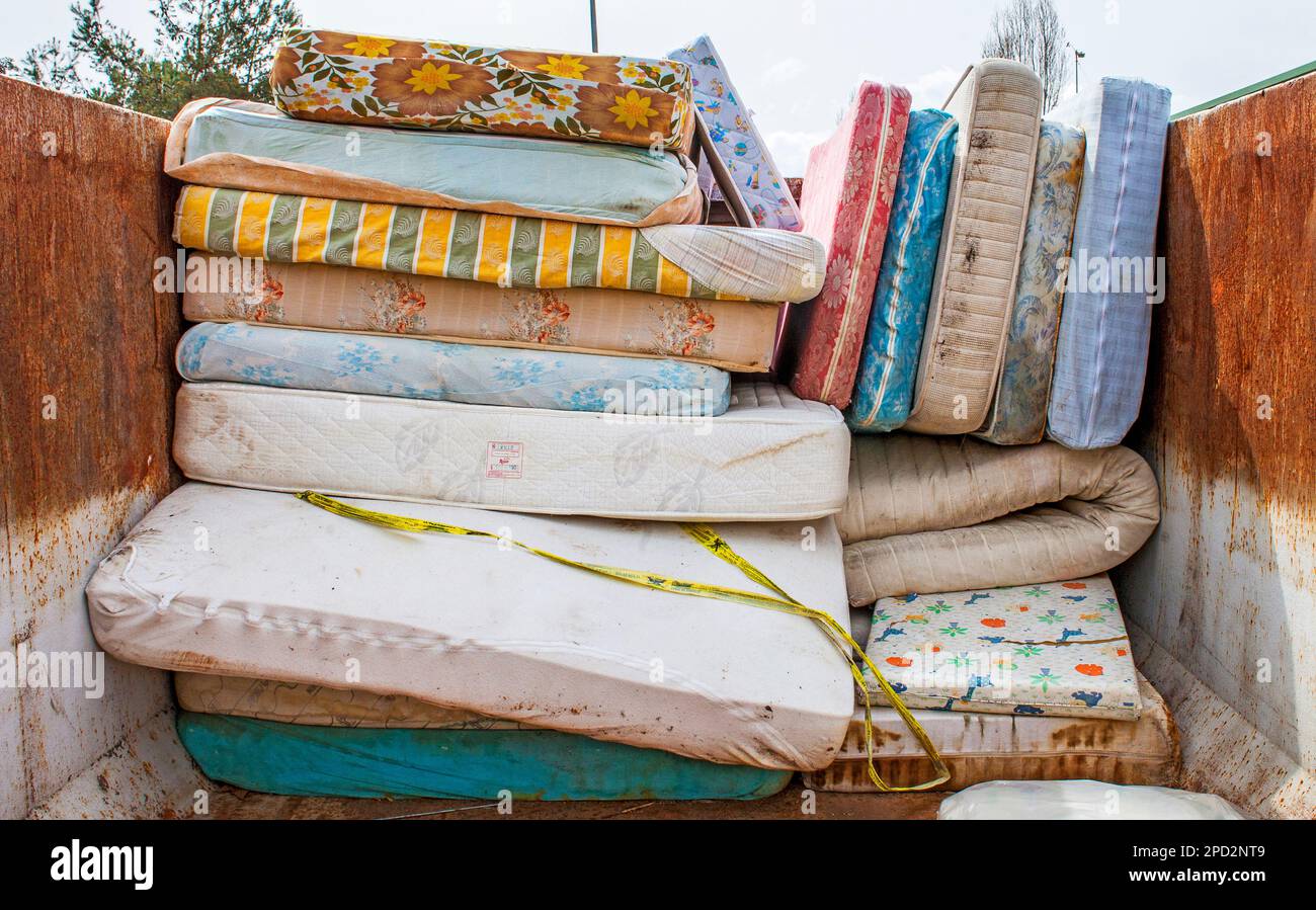 mattresses storage to recycle, recycling center Stock Photo Alamy