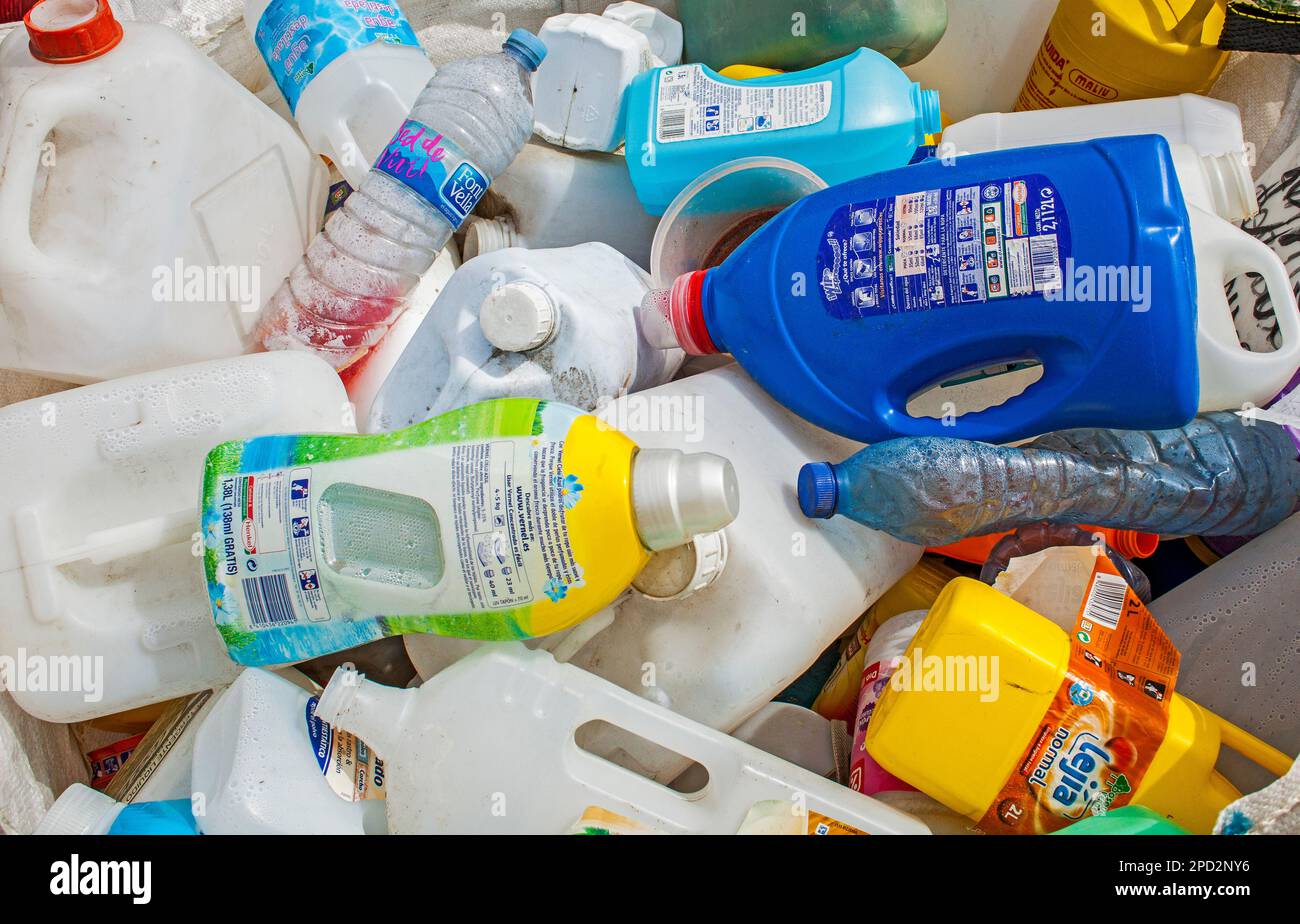 Used plastic bottles storage to recycle,recycling center Stock Photo