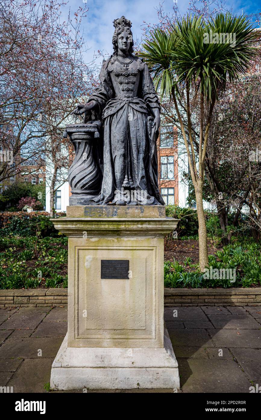 Queen Charlotte statue in Queen Square Bloomsbury London. Queen