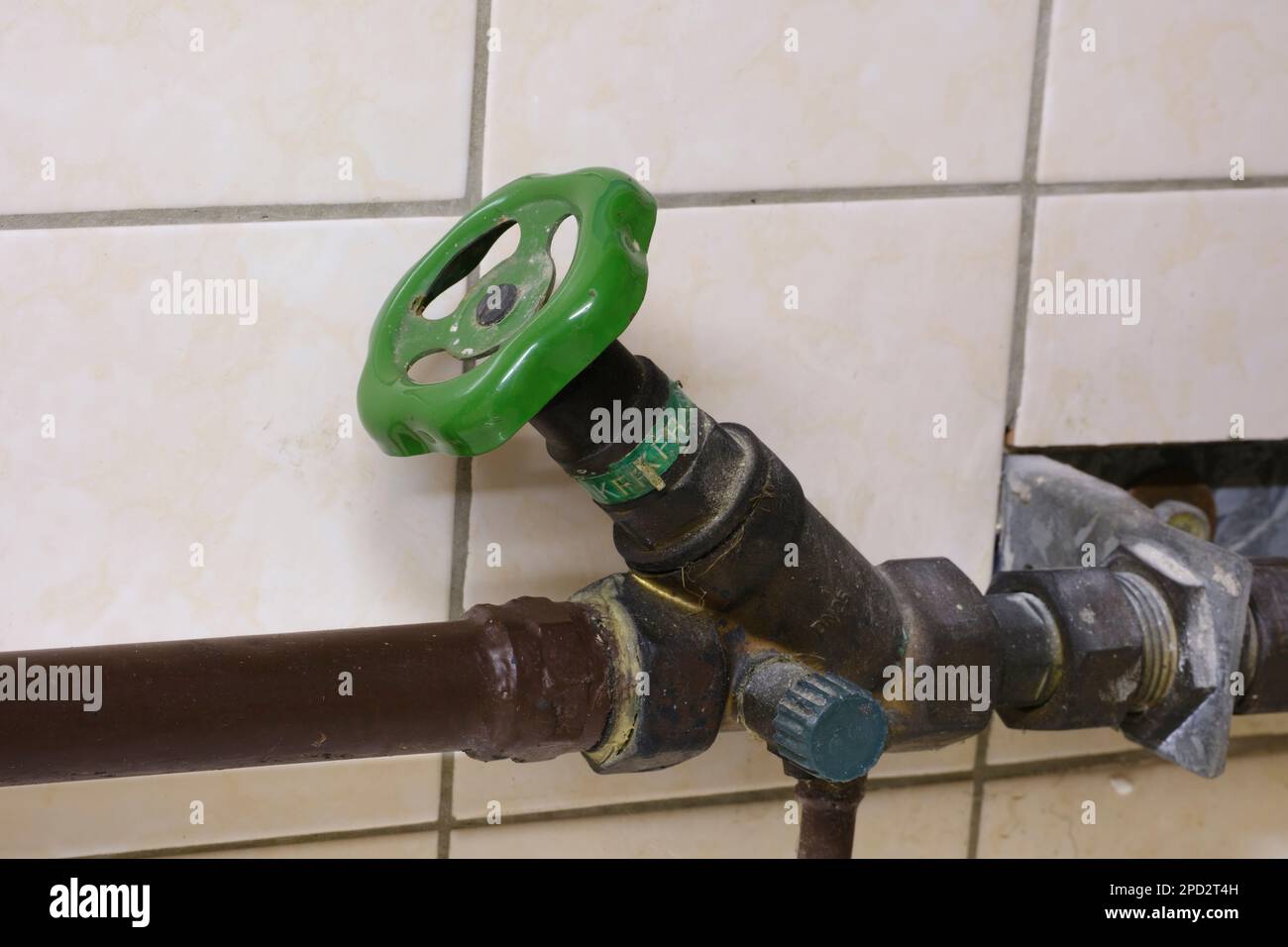 Water Pipe With Shut Off Valve Stock Photo - Alamy