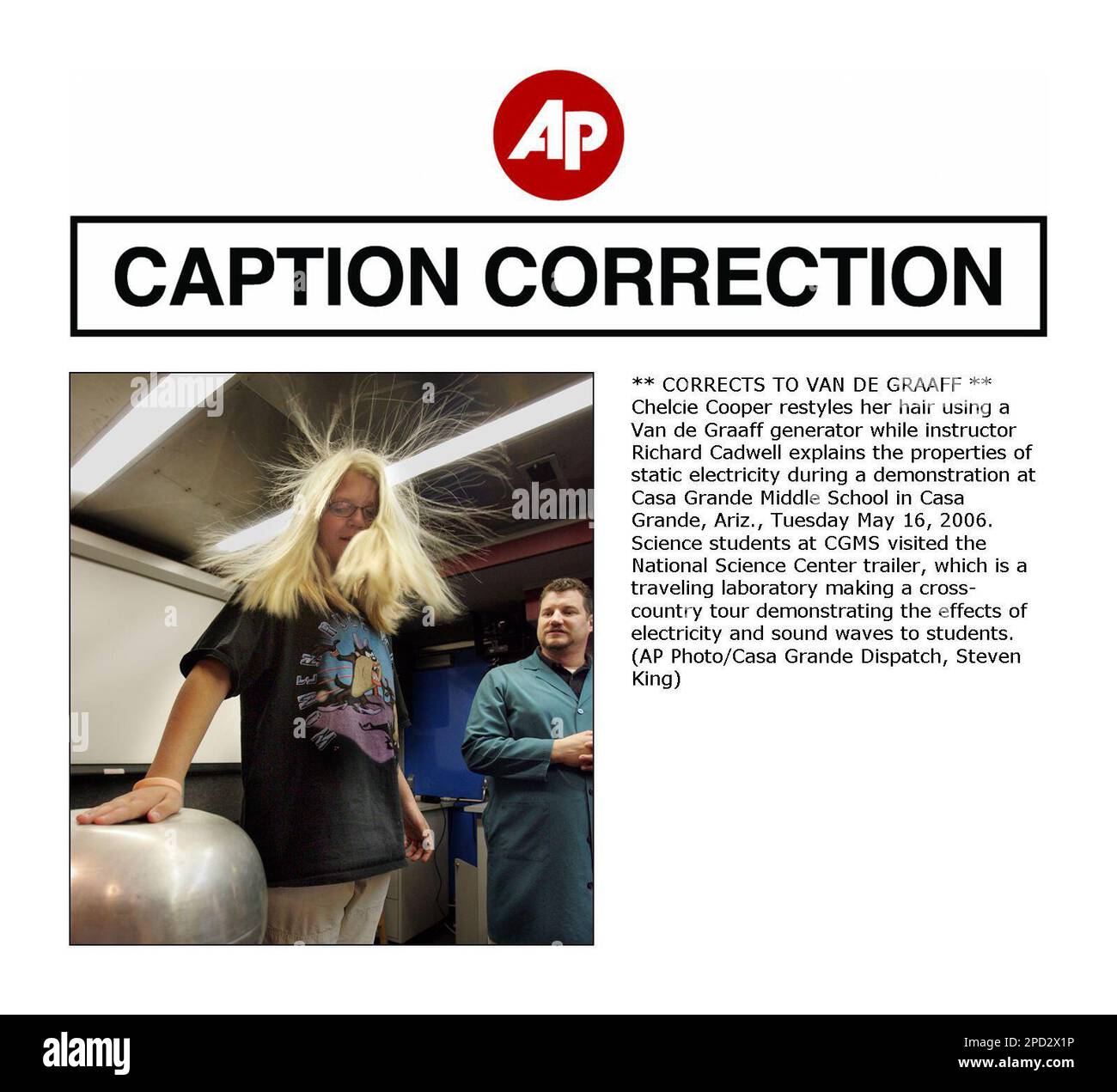 ** CORRECTS TO VAN DE GRAAFF ** Chelcie Cooper restyles her hair using