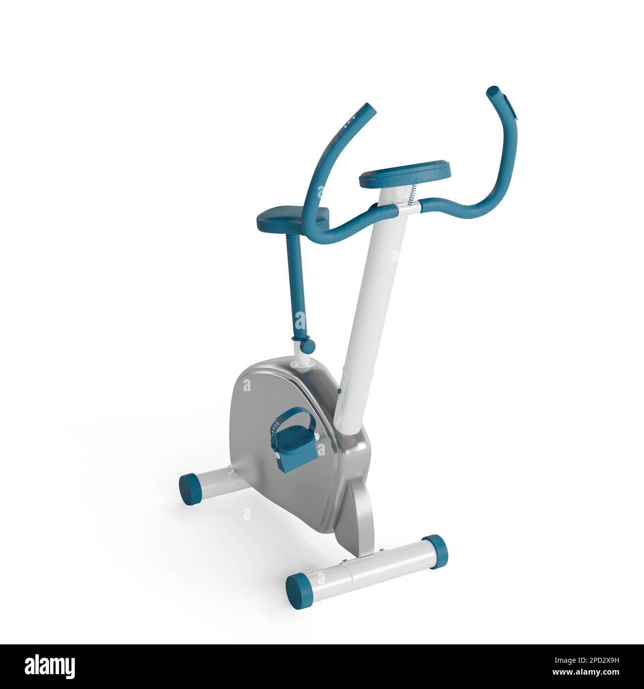 Stationary upright bike 3D rendering indoor exercise equipment Stock Photo