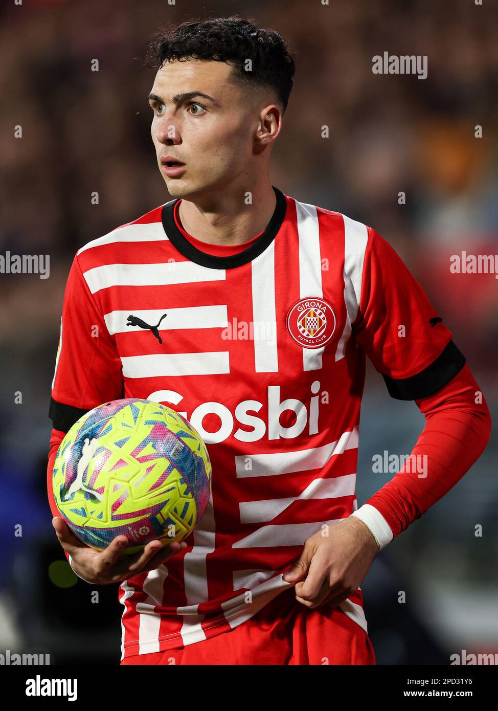 Rodrigo Riquelme of Girona FC in action during the La Liga Santander match  between Girona FC and Atletico de Madrid at Estadio Municipal Montilivi in  Girona, Spain. (credit: David Ramirez Stock Photo 