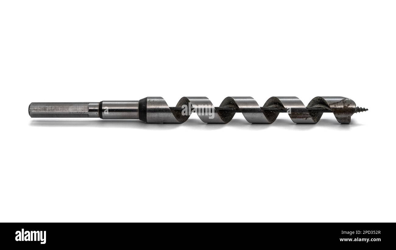 Used Auger drill bit isolated on white background Stock Photo Alamy