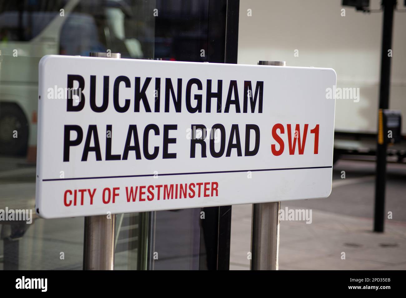 Buckingham Palace Road Sign. Stock Photo