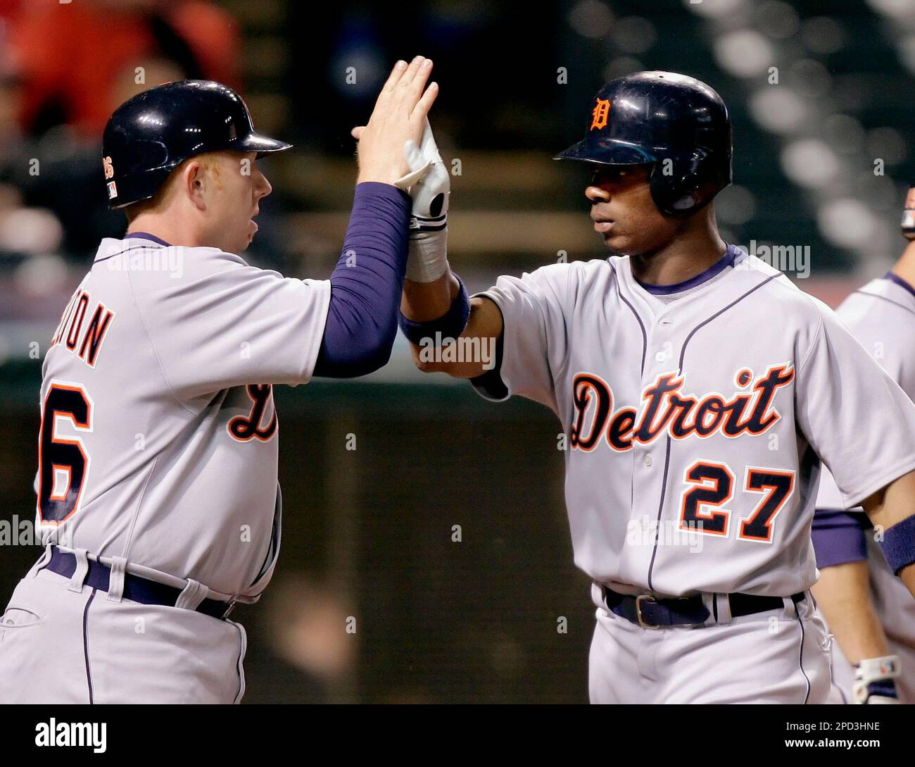 FILE **Detroit Tigers catcher Ivan Rodriguez celebrates scoring