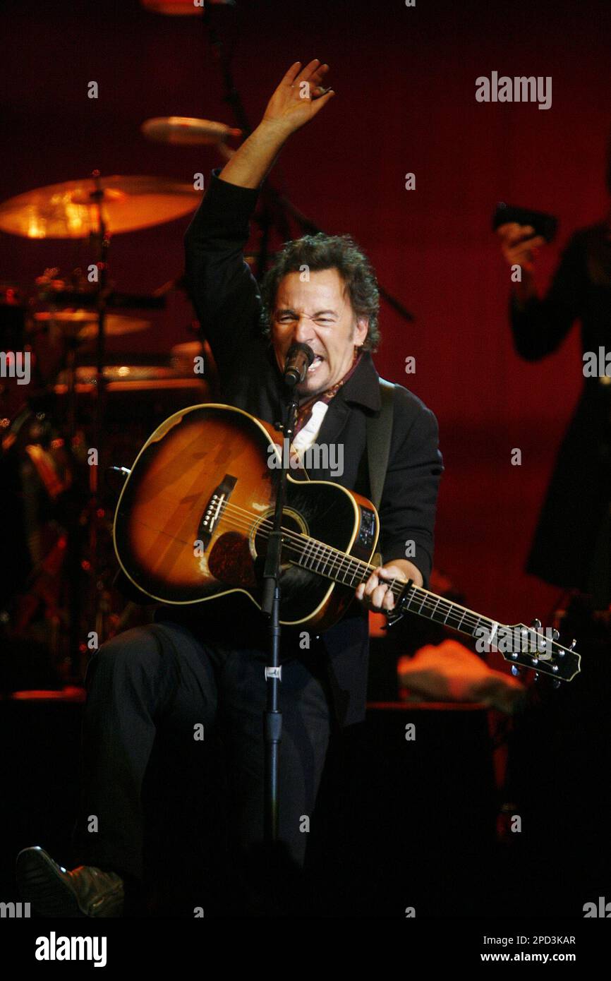 U.S. rockstar Bruce Springsteen performs on stage at the Assago Forum ...