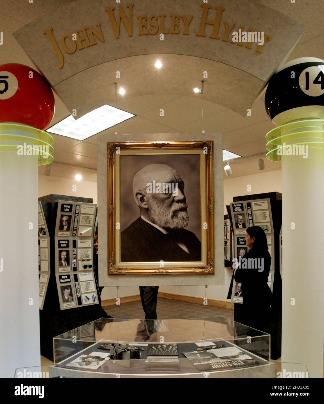 A display of John Wesley Hyatt, known as the 