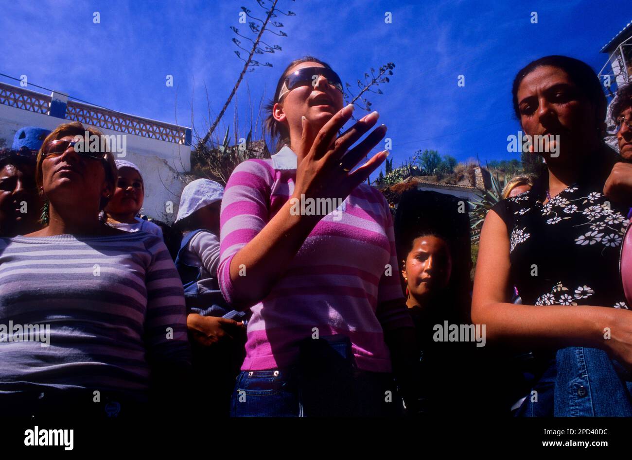 Marina Heredia singing at Christ (saeta). Holy Wednesday. procession in ...