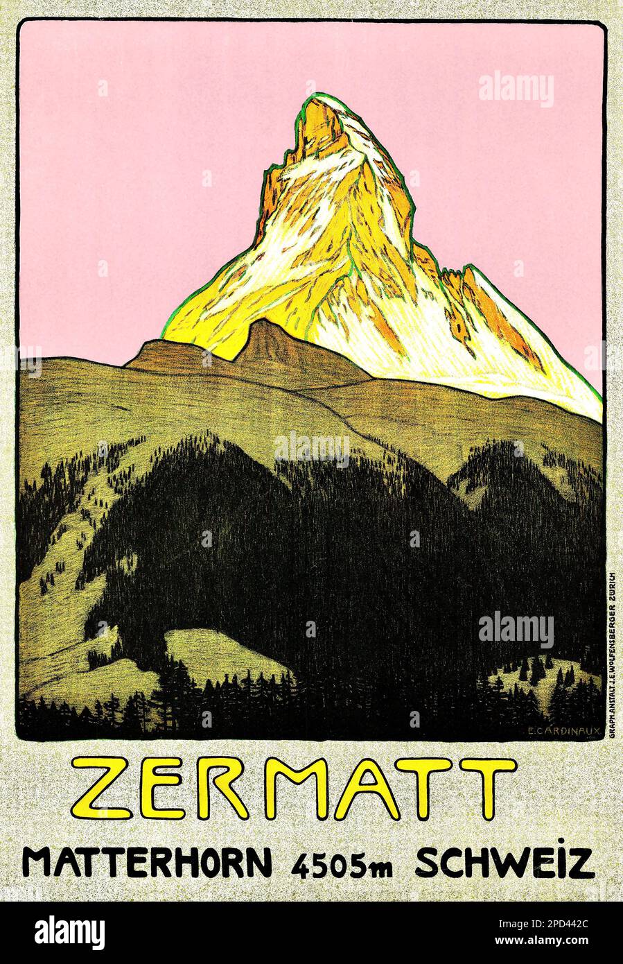 Emil Cardinaux - Swiss iconic travel poster advertising the Matterhorn ...