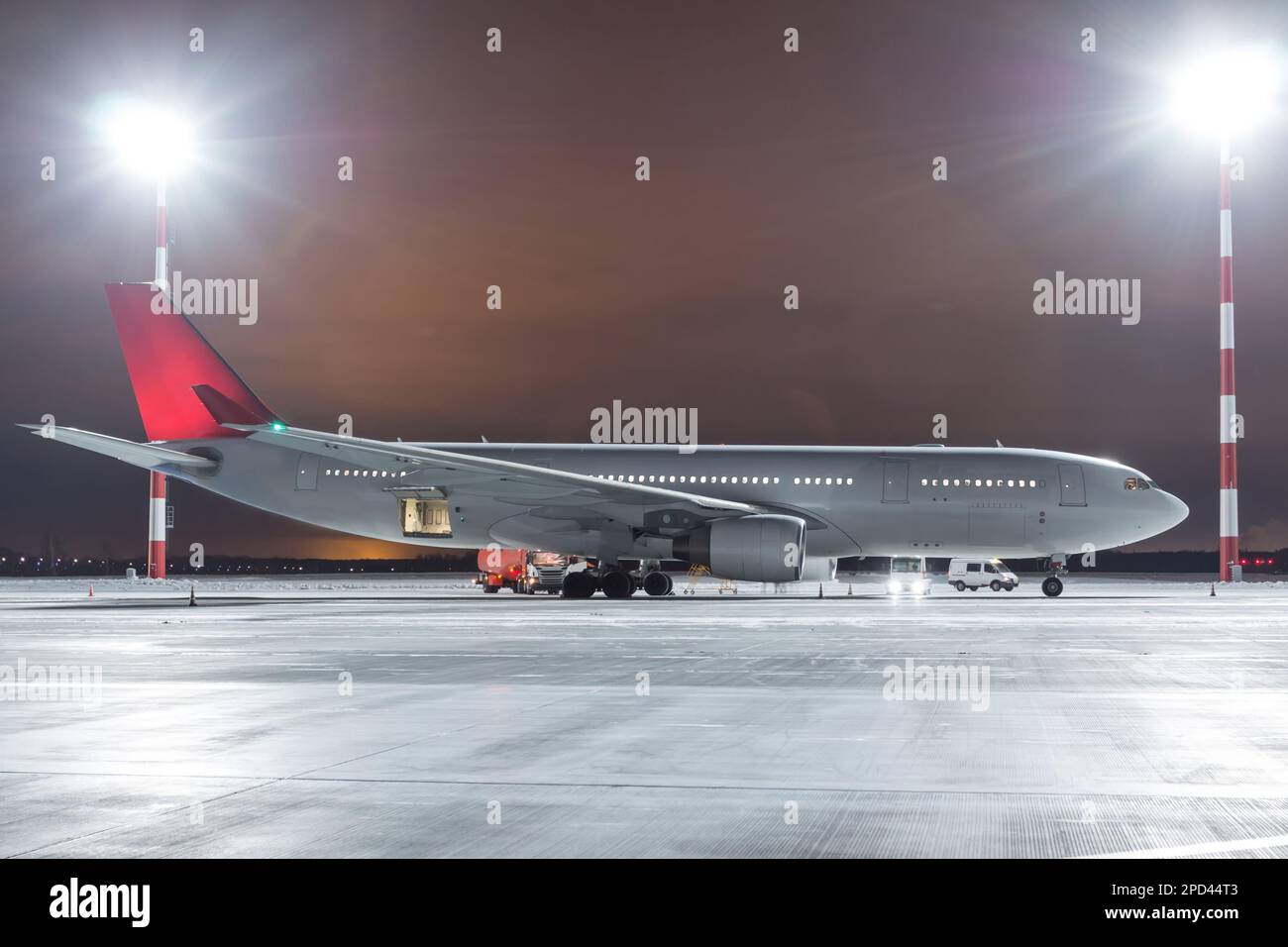 Ground handling of a passenger wide body aircraft on the airport apron