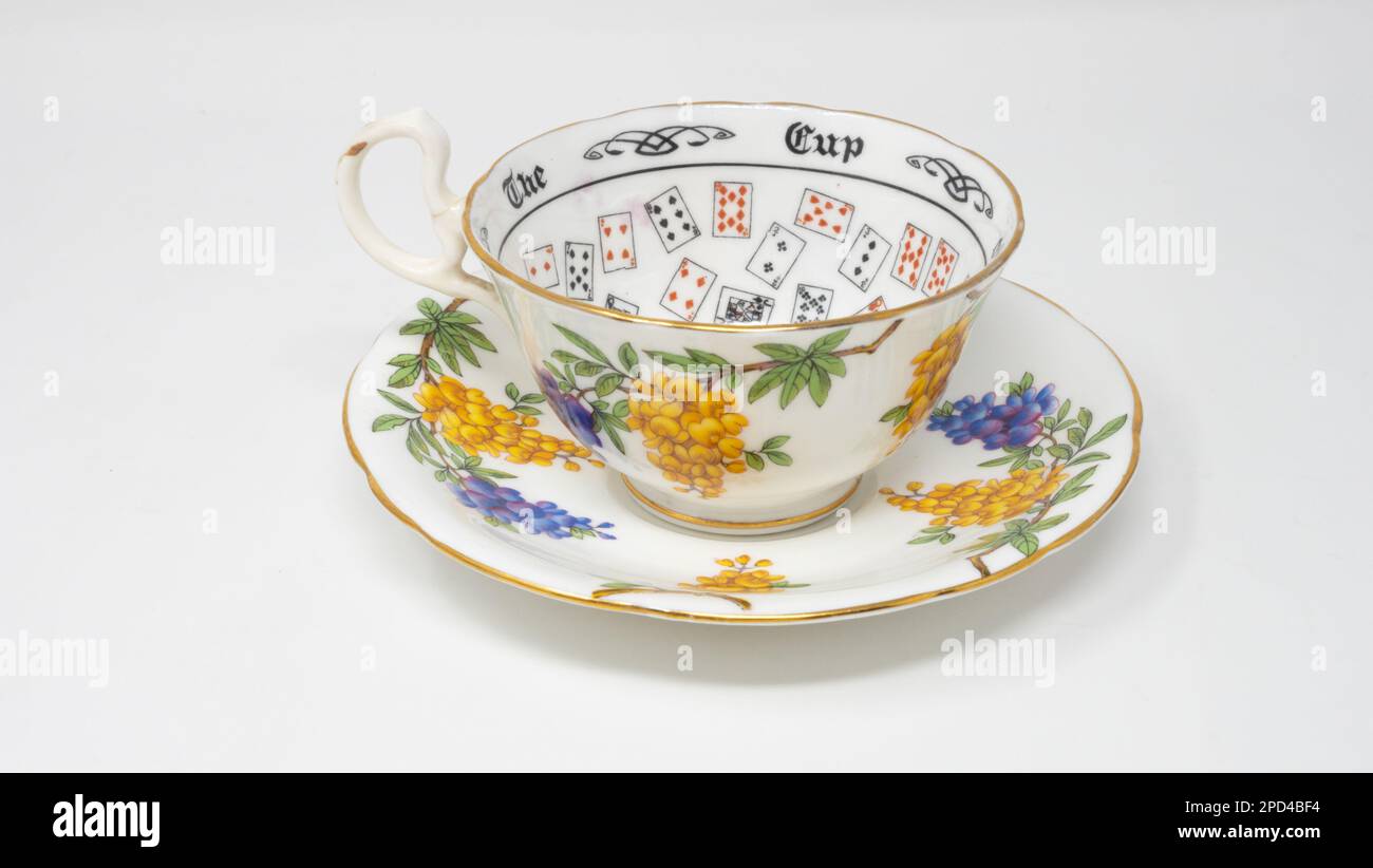 Aynsley Cup of Knowledge teacup and saucer Stock Photo