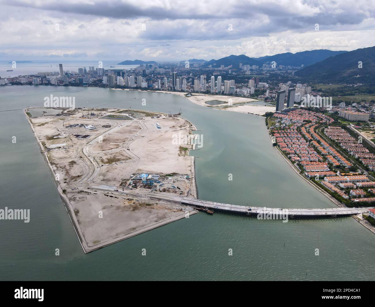 Gurney, Penang, Malaysia Oct 20 2021 Aerial view reclamation island