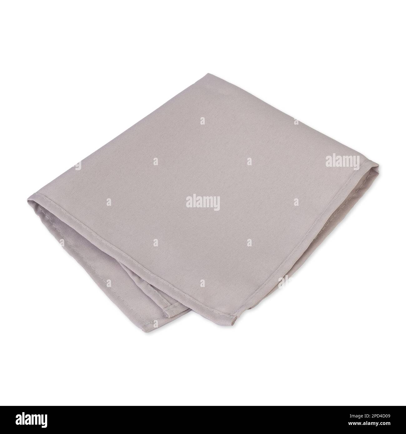 Folded grey tissue napkin isolated over white background. Stock Photo