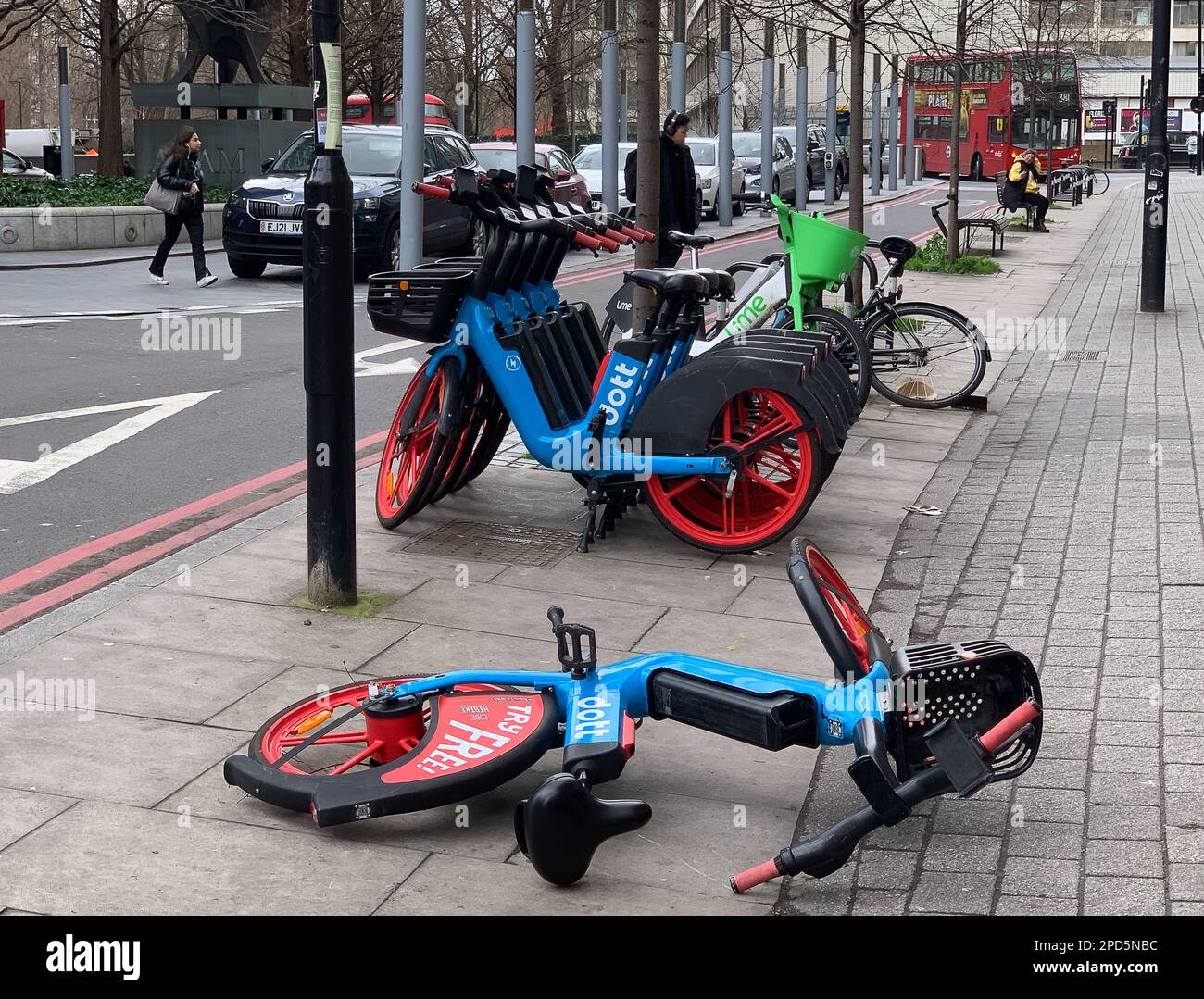 London, UK. 13th March, 2023. Dott electric bikes that are free to try