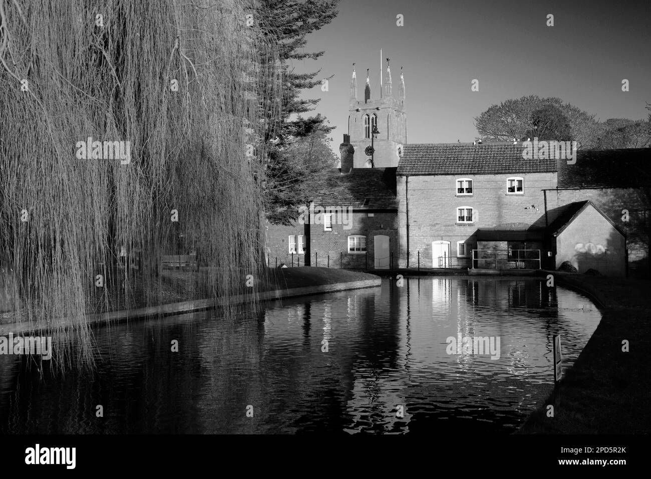 Bourne Eau, St Peters church and Baldocks Mill, Bourne town