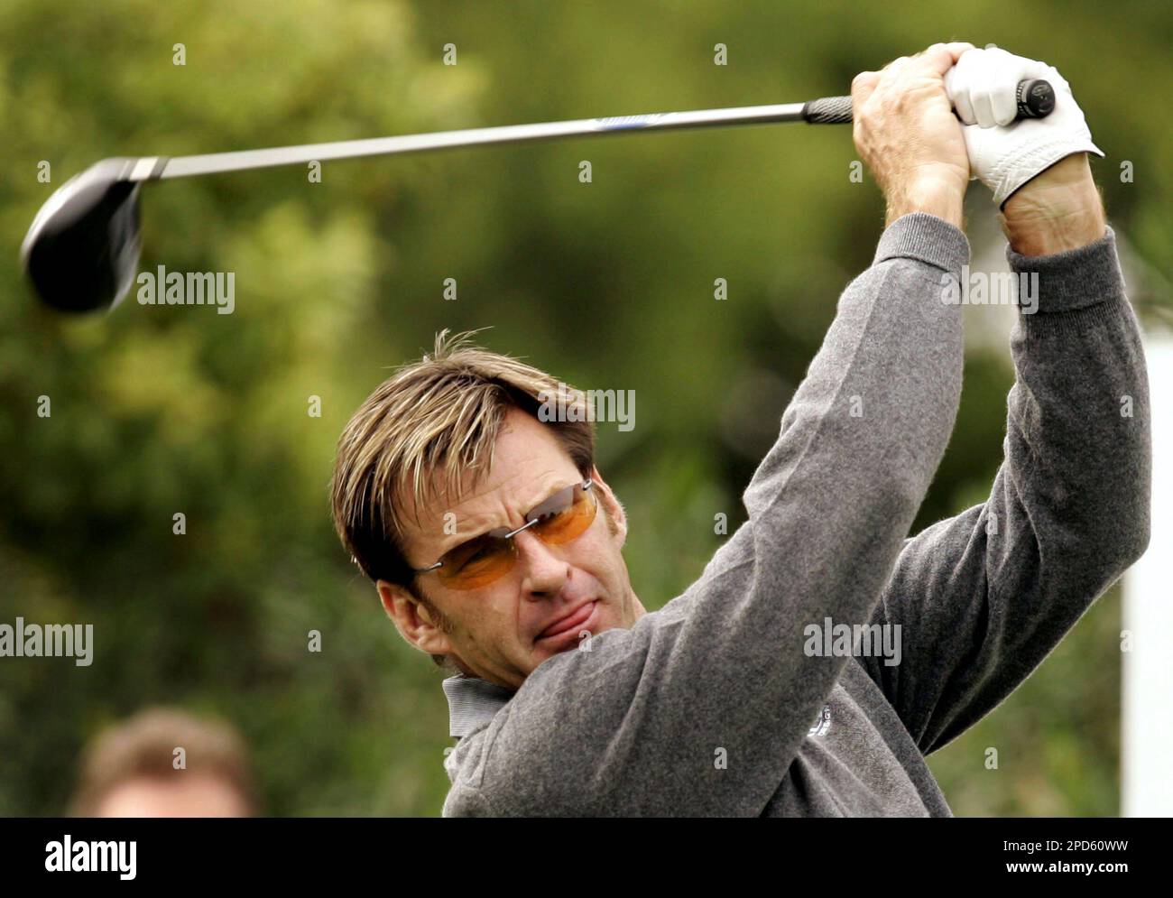 England's Nick Faldo tees off from the second hole during the second ...