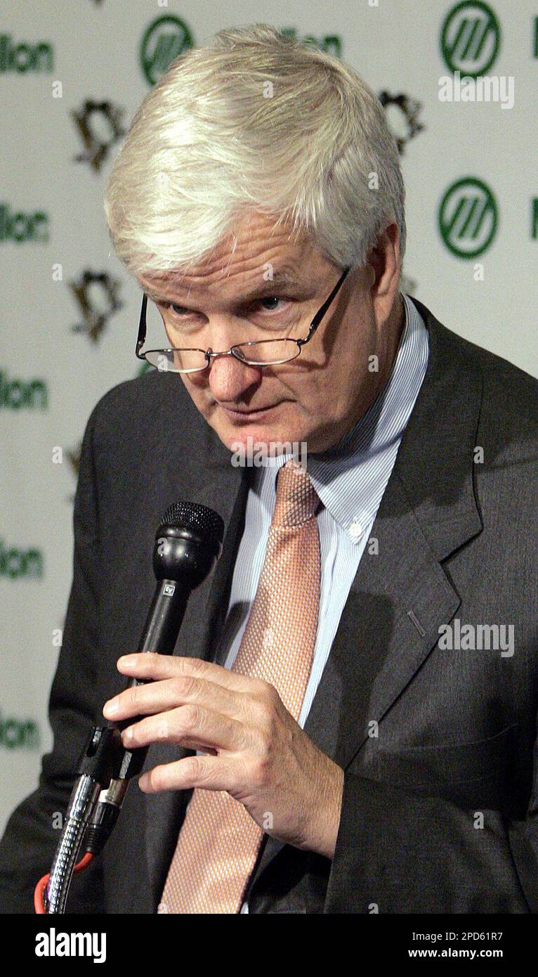 Pittsburgh Penguins team President Ken Sawyer announces that the