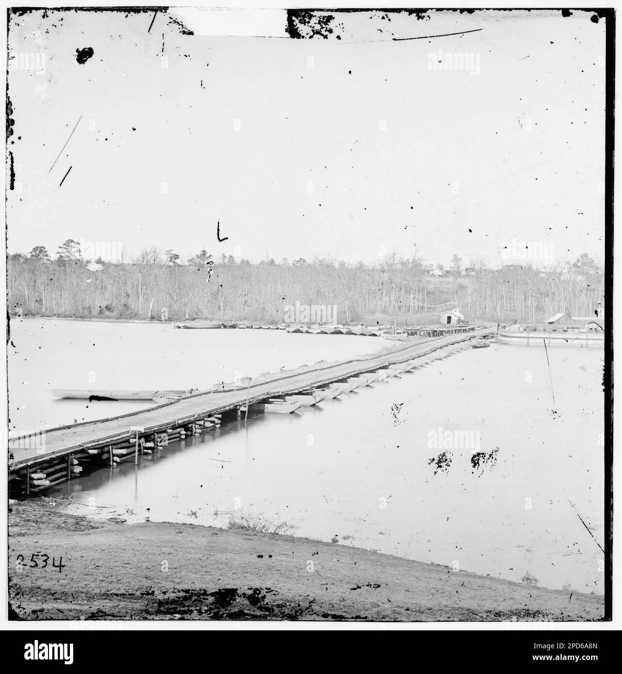Pontoon bridge across the James River. Civil war photographs, 18611865