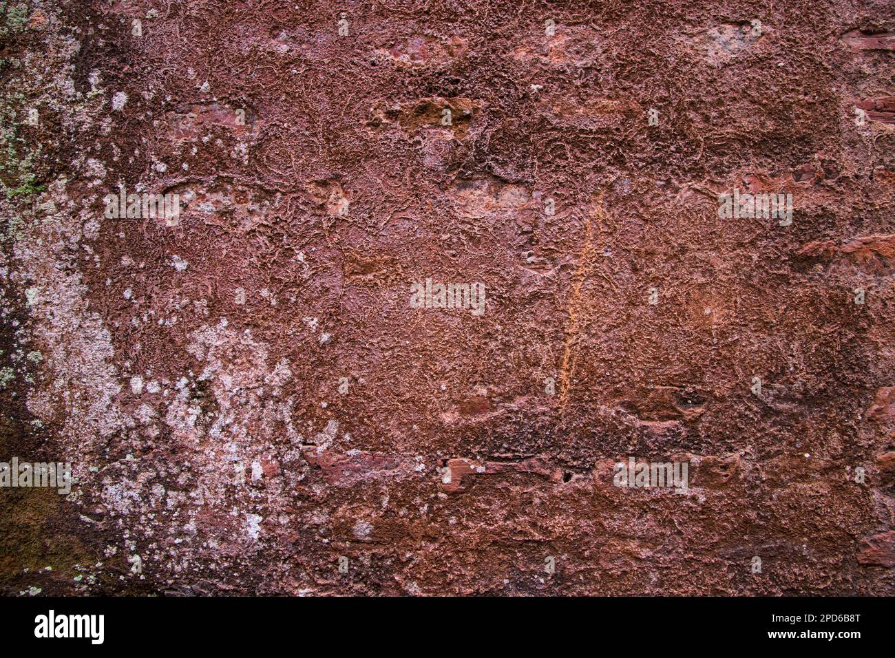 Historical building Old walls with moss and lichen. Old brick wall abstract texture Background
