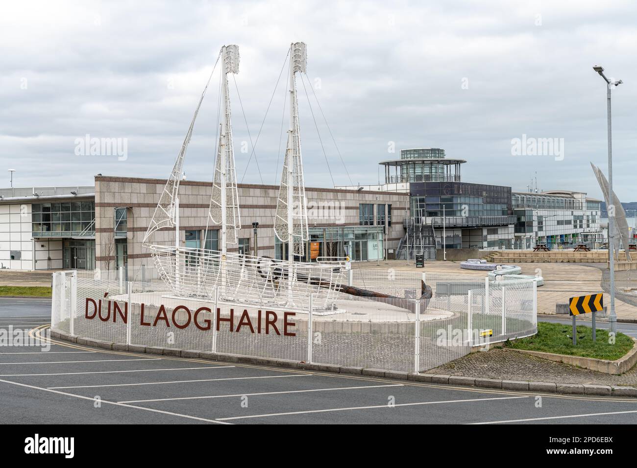 Harbour Entrance Sail boat Sculpture, Dun Laoghaire, Ireland Stock