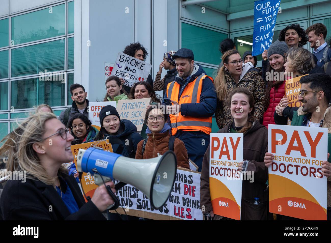 London, UK. 13th March, 2023. Striking junior doctors who are members