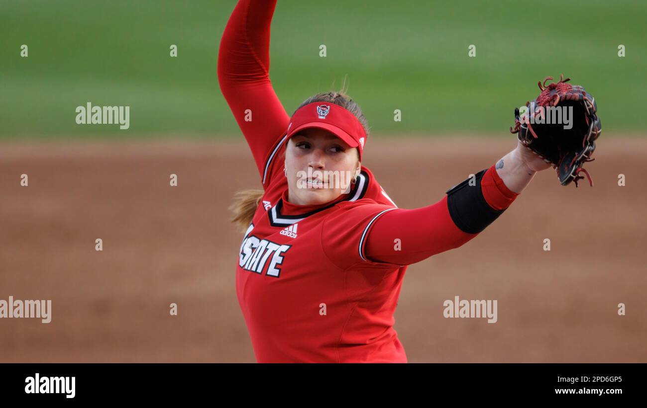 North Carolina State's Brooklyn Lucero (99) pitches during an NCAA