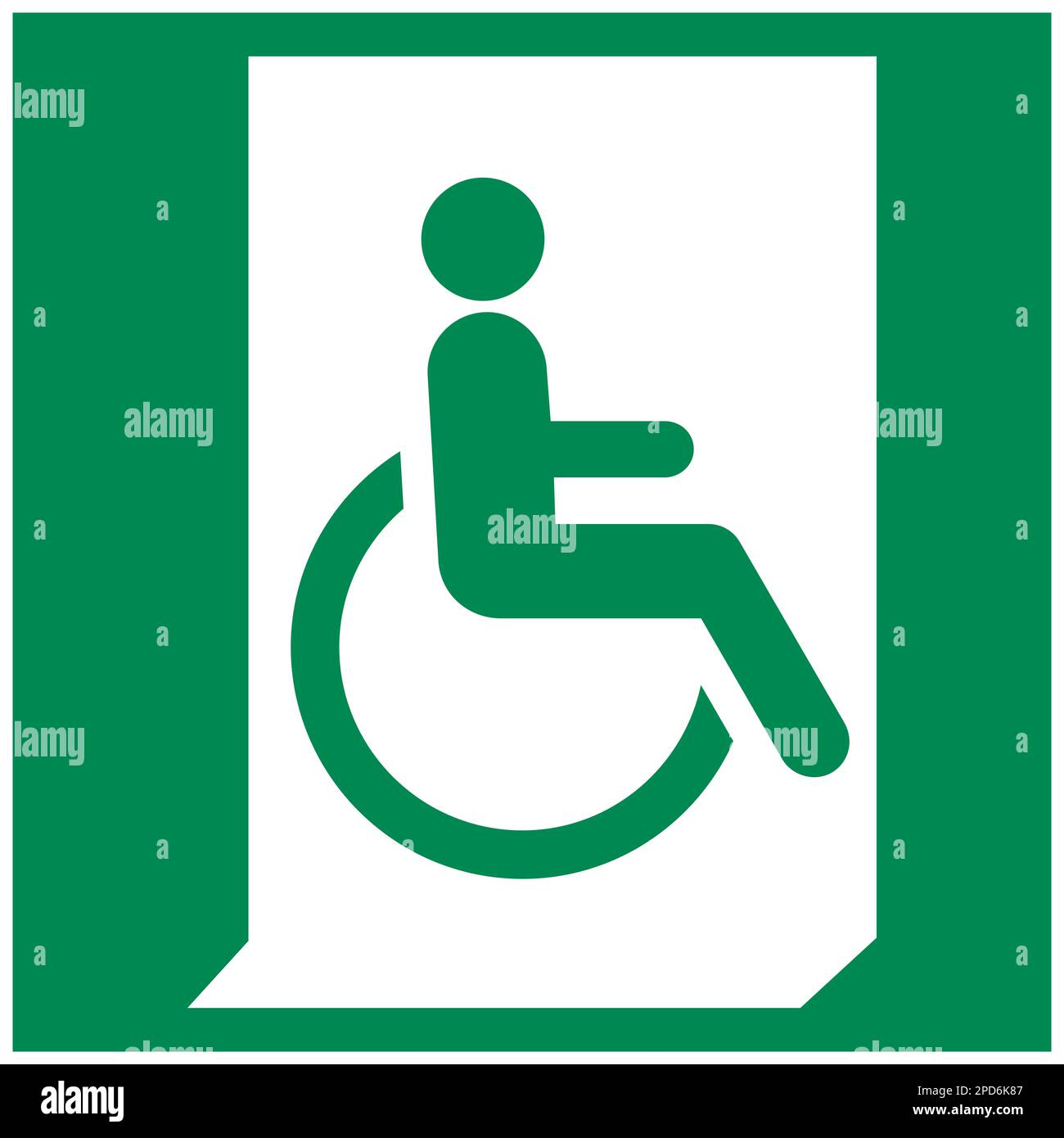 ISO 7010 Emergency exit for people unable to walk or with walking impairment right sign Stock Photo