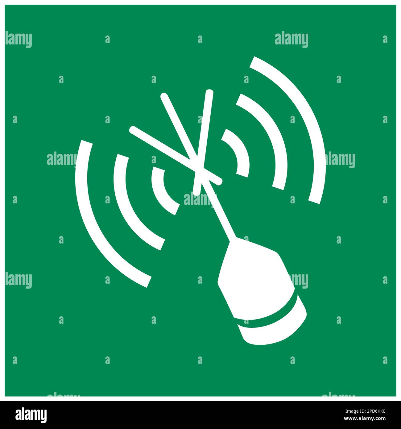 ISO 7010 emergency position indicating radio beacon sign Stock Photo