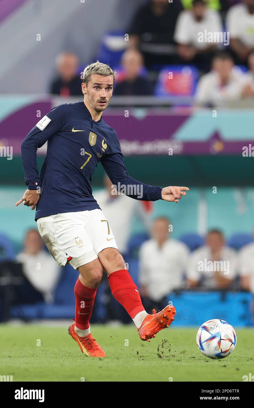 Antoine Griezmann of France in action during the FIFA World Cup Qatar 2022 Match between France and Denmark at Stadium 974. Final score: France 2:1 Denmark. Stock Photo