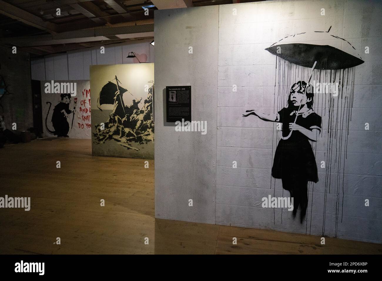 Rome, Italy. 14 March 2023. BANKSY, The Umbrella Girl, 2008. The World ...