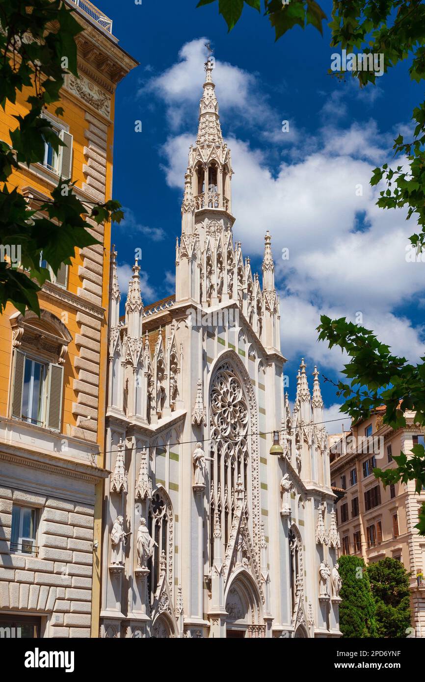 Church of the Sacred Heart of Jesus in Prati, the only church in Rome built in French Gothic style Stock Photo