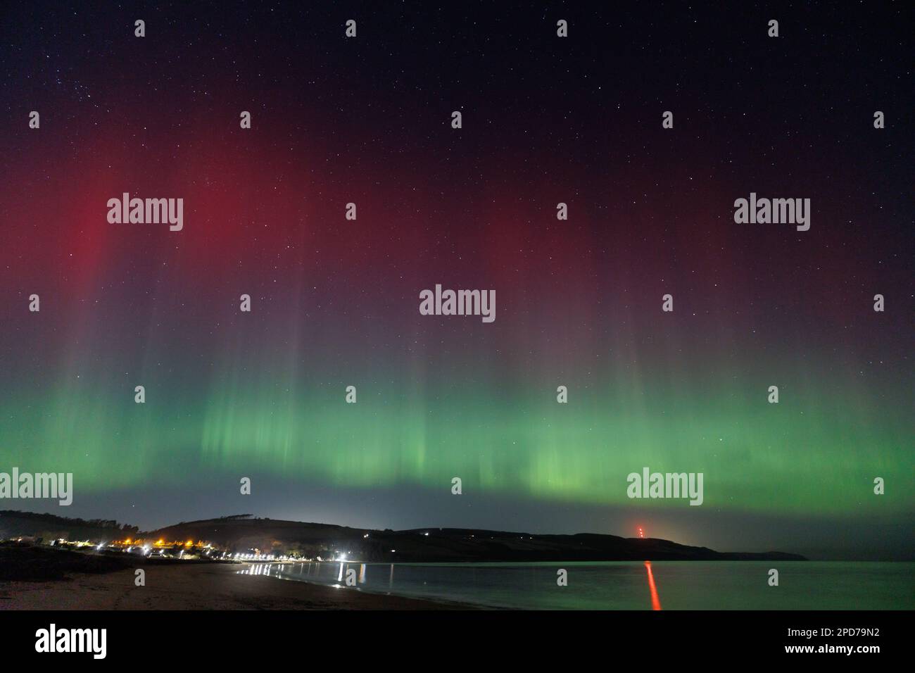 The Northern Lights (Aurora borealis)over the Scottish Highlands. Stock Photo