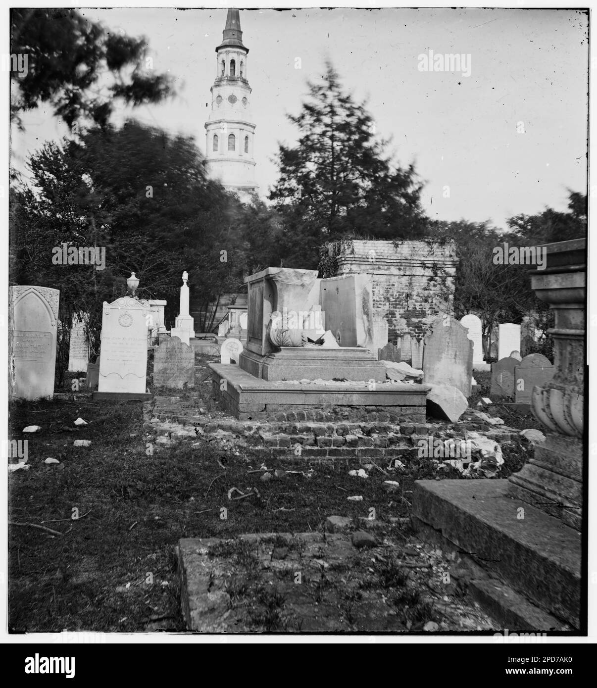 Charleston, South Carolina. Ruins of bombarded graveyard. Civil war