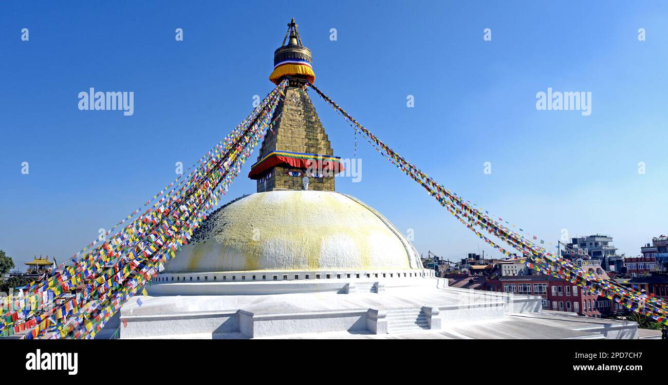 Bouddha stupa Bodnath Nepal Stock Photo