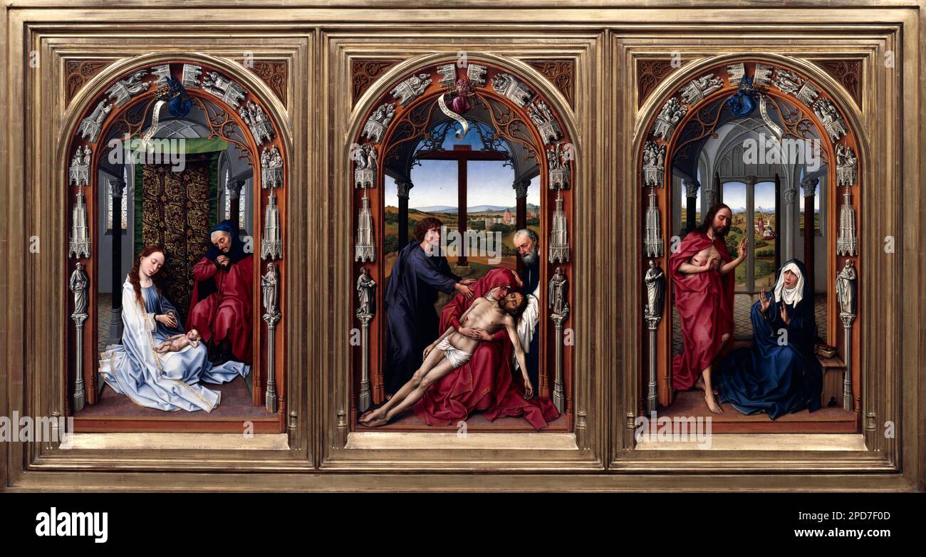 The Altar of Our Lady (Miraflores Altar) by Rogier van der Weyden (c.1399-1464), oil on oak wood,  c. 1440 Stock Photo