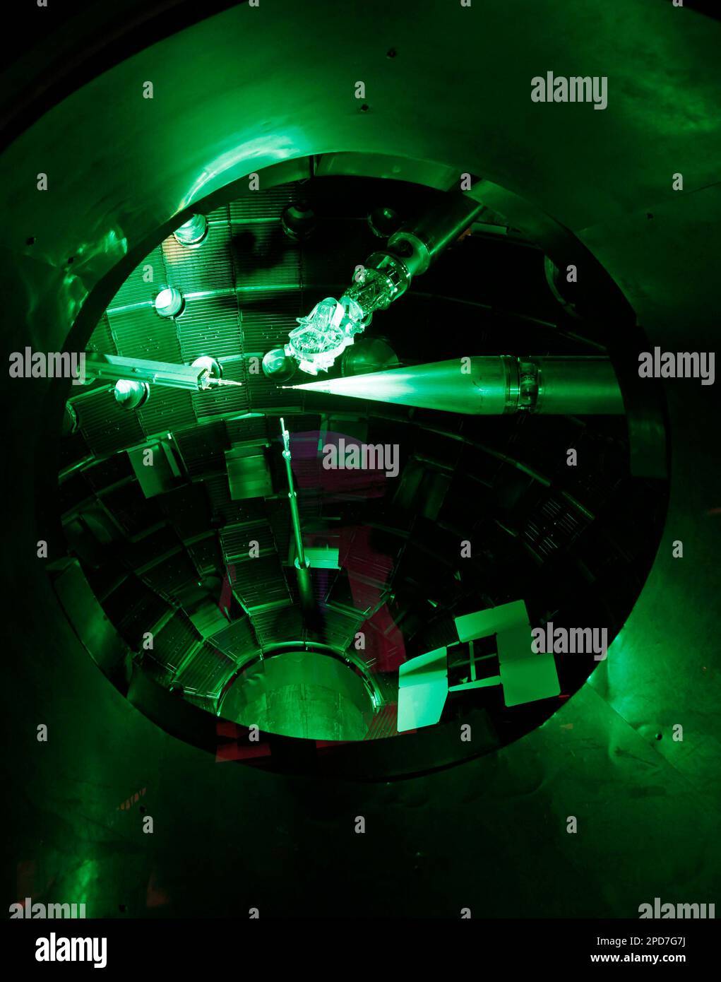 Inside the target chamber where a small gold container the size of a