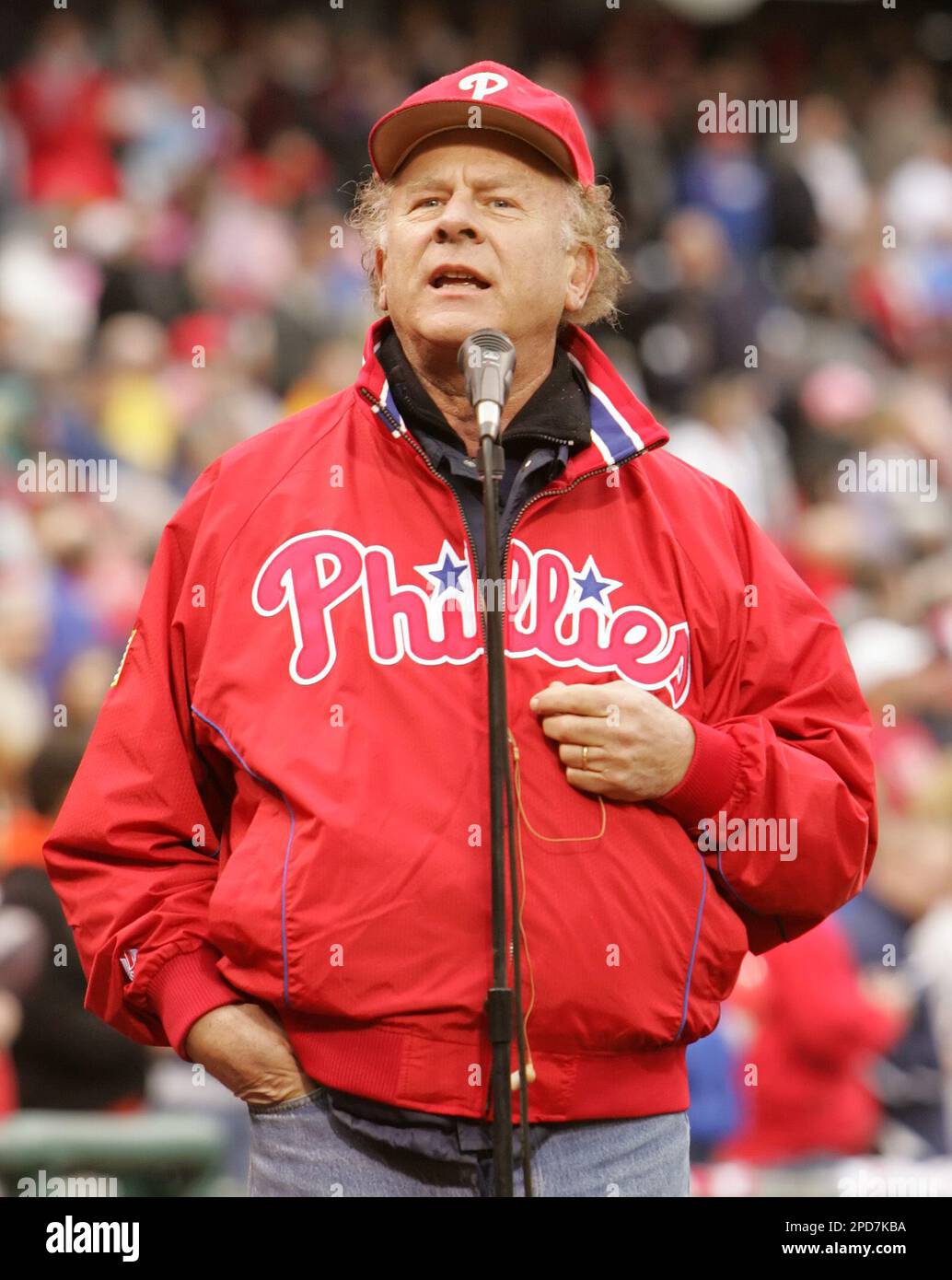 Vocalist Art Garfunkel performs God Bless America during the