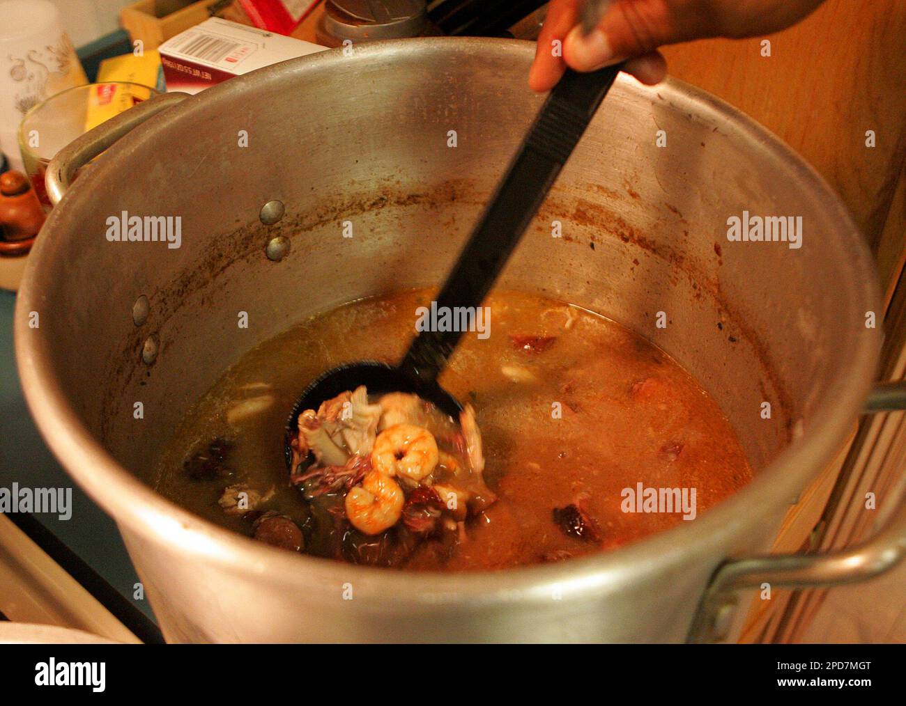 ** ADVANCE FOR SUNDAY APRIL 9 **A pot of gumbo cooks on the stove at