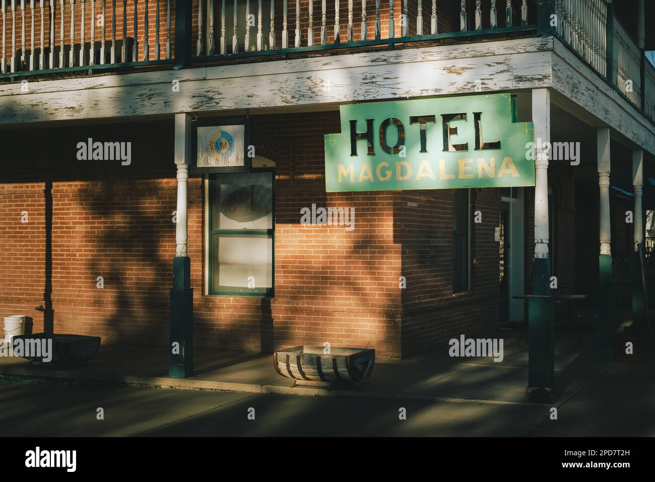 Magdalena Hall Hotel vintage sign, Magdalena, New Mexico Stock Photo
